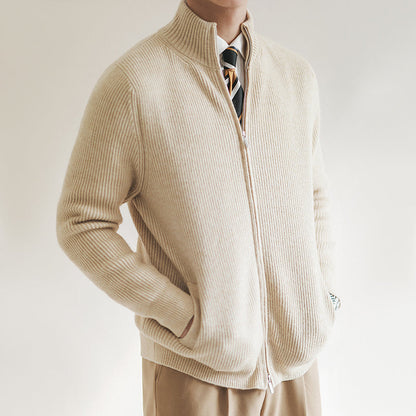 Russell Men's Stylish Ribbed Knit Full-Zip Sweater