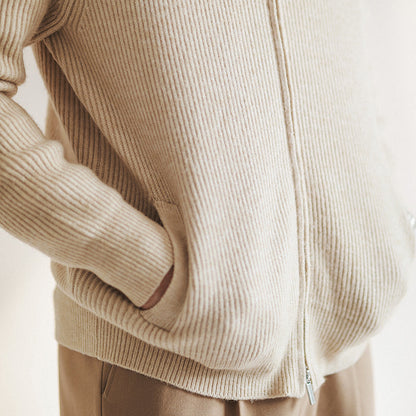 Russell Men's Stylish Ribbed Knit Full-Zip Sweater