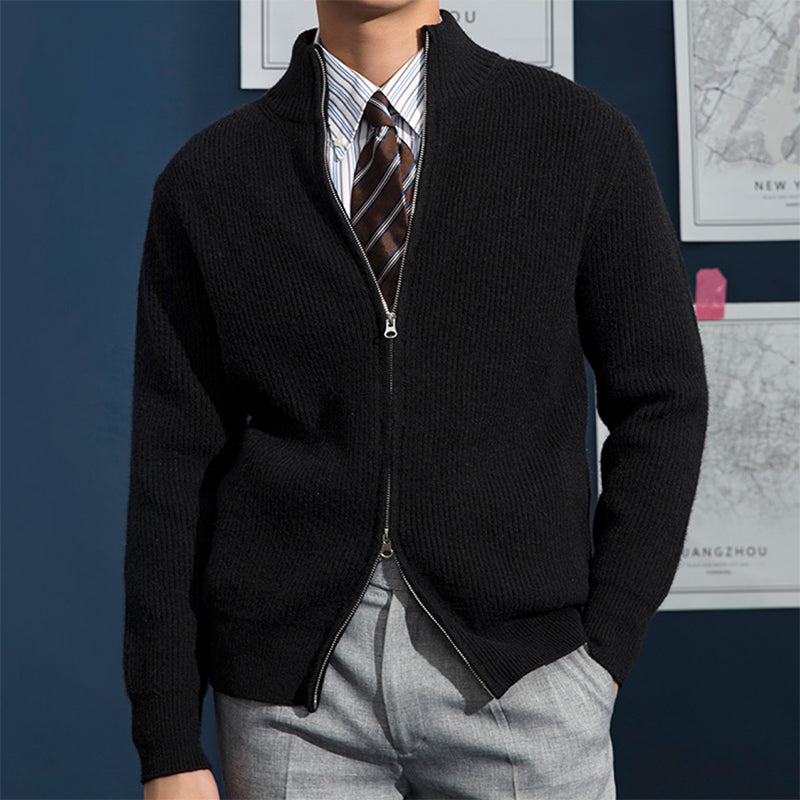 Russell Men's Stylish Ribbed Knit Full-Zip Sweater