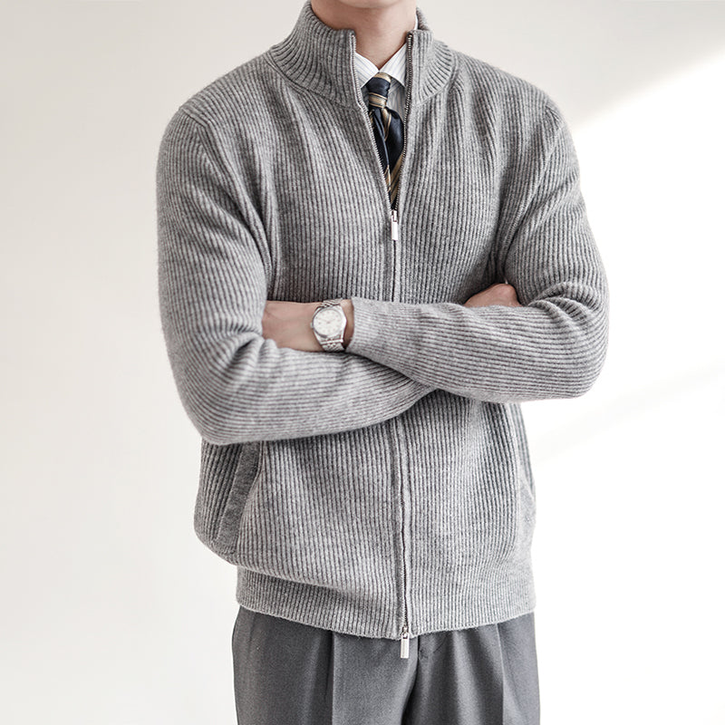 Russell Men's Stylish Ribbed Knit Full-Zip Sweater