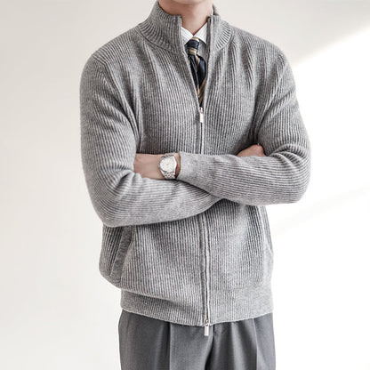 Russell Men's Stylish Ribbed Knit Full-Zip Sweater