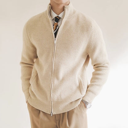 Russell Men's Stylish Ribbed Knit Full-Zip Sweater