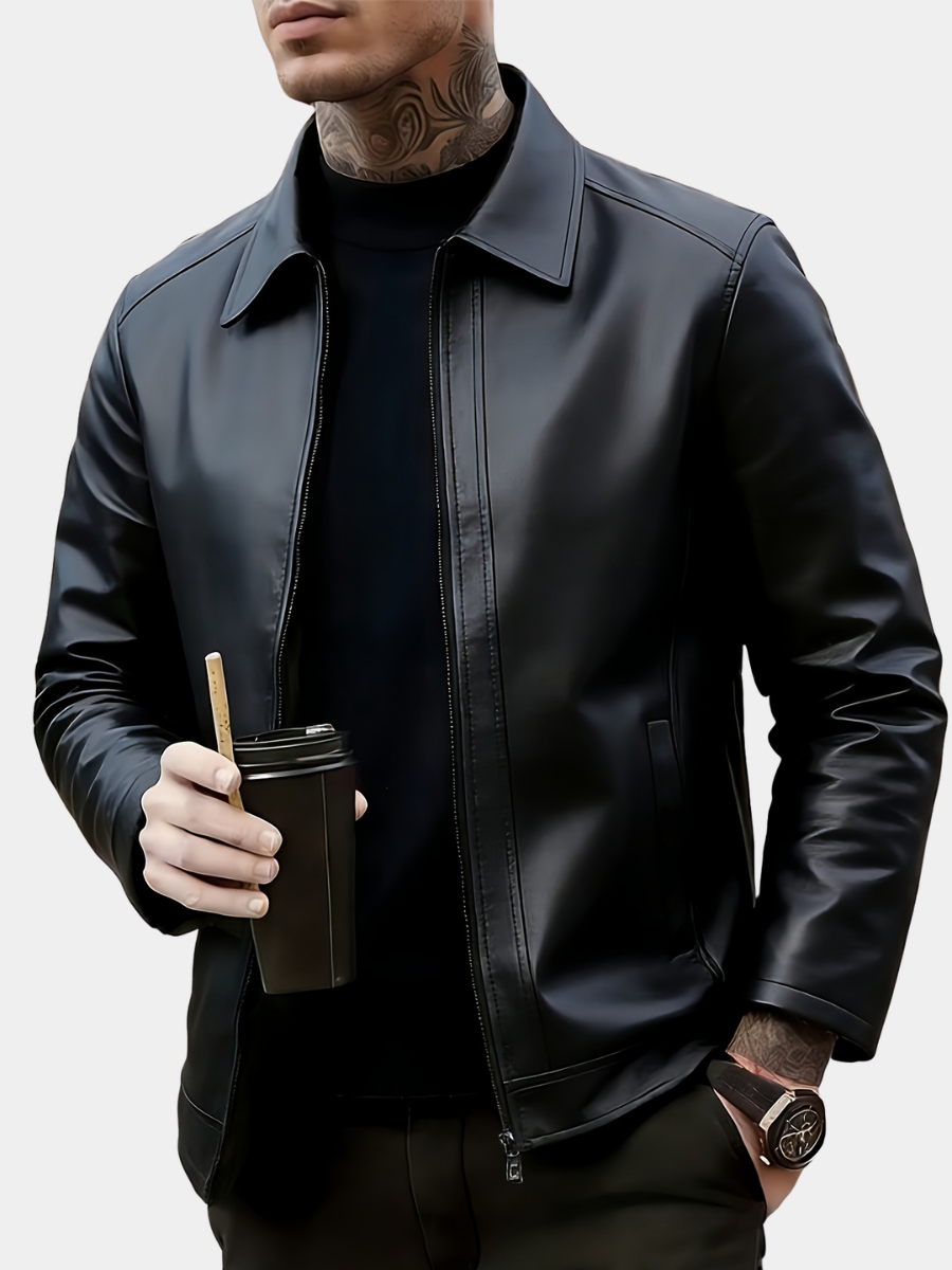 Daniel | Men's Premium PU Leather Zip-Up Bomber Jacket