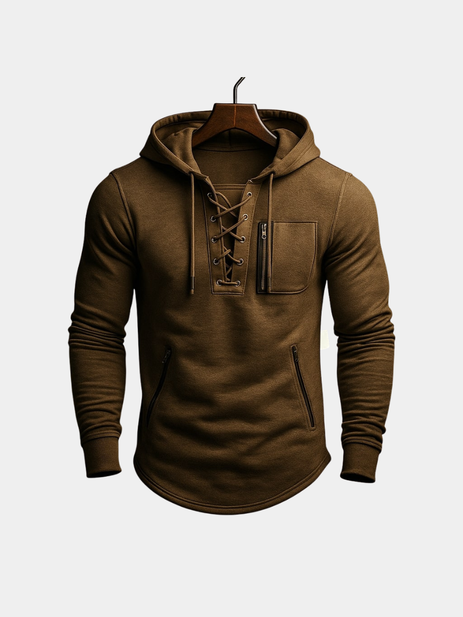 Kieran | Men's Stylish Lace-Up Knit Hoodie for Winter