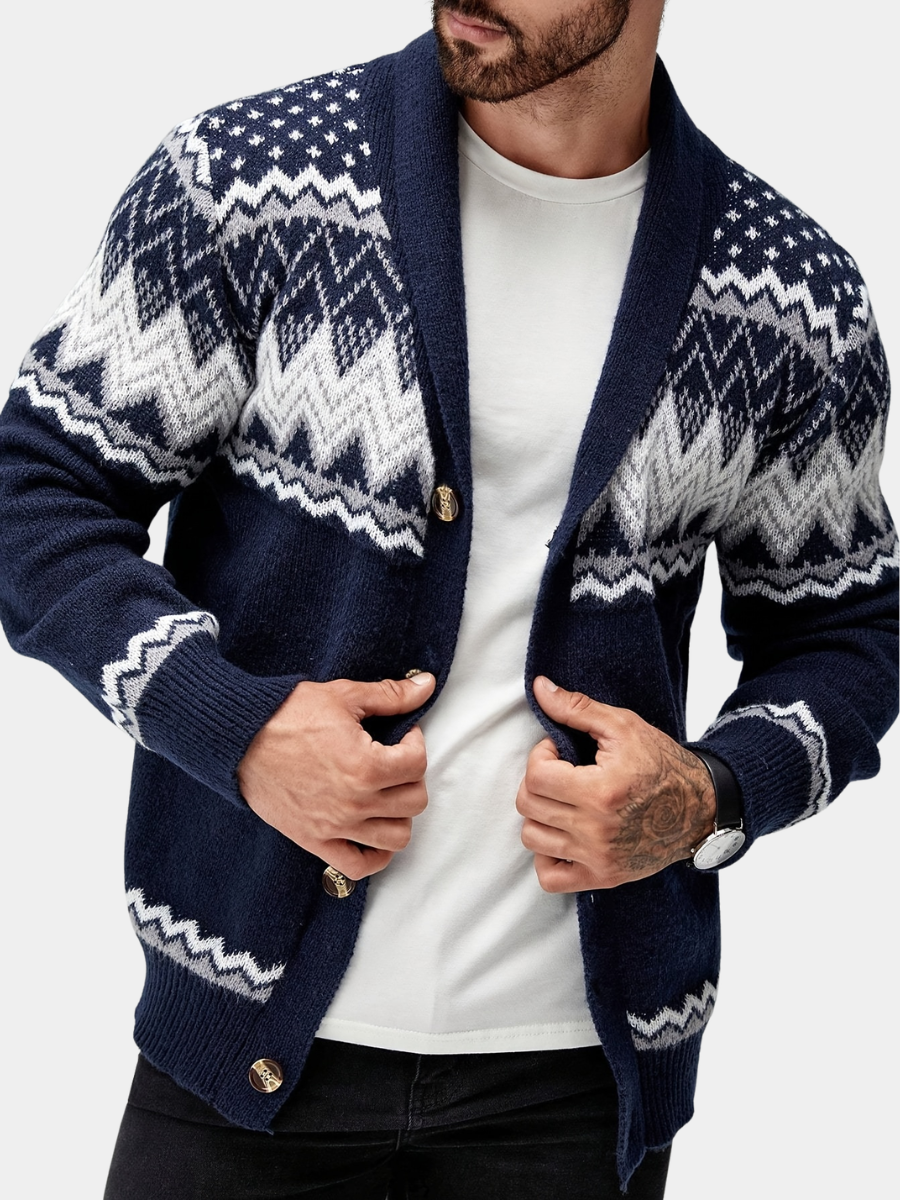 Matthew | Men's Stylish Geometric Pattern Cardigan for Winter