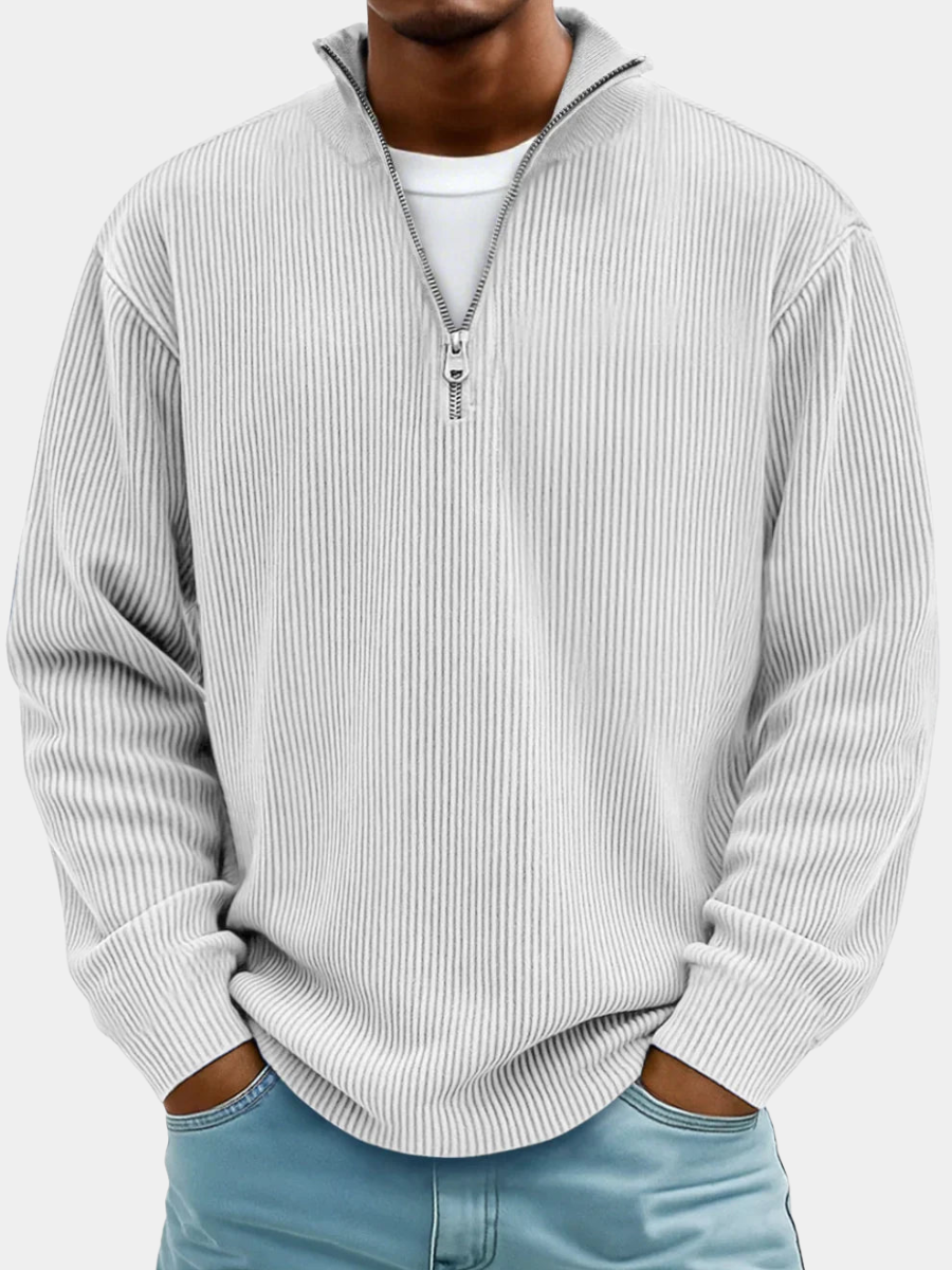 Callum | Men's Ribbed Zip-Neck Jumper for Winter