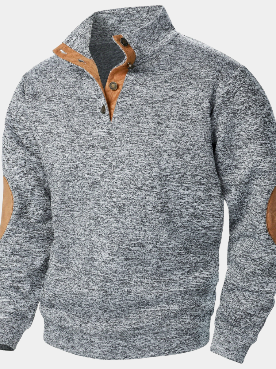 Leo | Men's Stand-Collar Button-Up Knit Sweatshirt