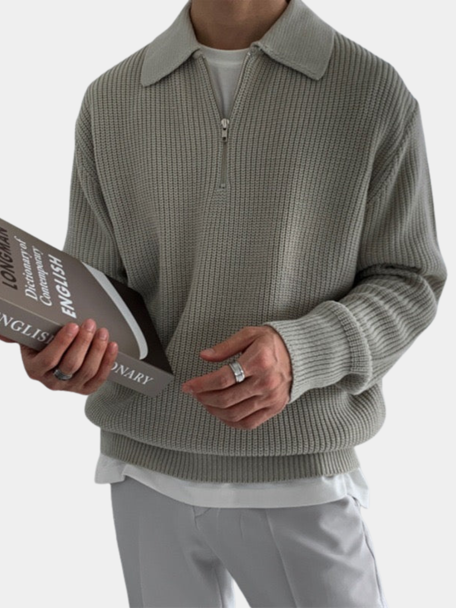 Albie | Men's Textured Zip-Up Jumper for Winter