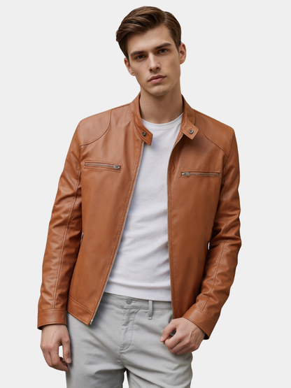 Freddie | Men's Stand Collar PU Leather Jacket