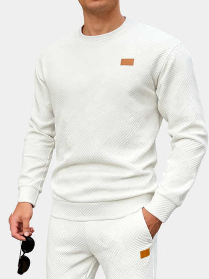 Ross | Men's Stylish Geometric Jacquard Crewneck Sweatshirt