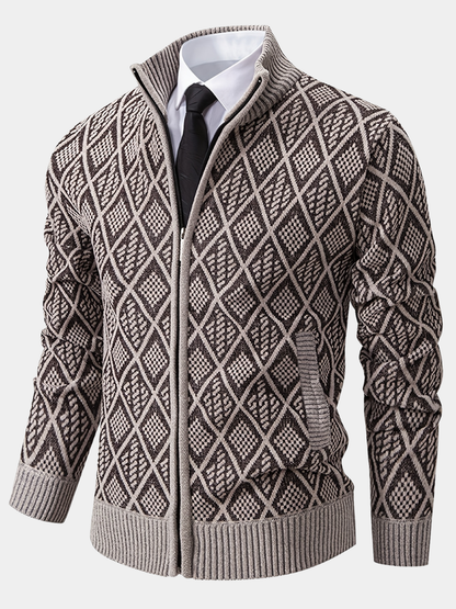 Reuben | Men's Stylish Geometric Knit Cardigan for Winter