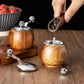 Lattea | Salt and Pepper Mill Grinder Set with Wooden Base | Minimalist Design for Effortless Seasoning
