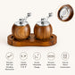 Lattea | Salt and Pepper Mill Grinder Set with Wooden Base | Minimalist Design for Effortless Seasoning