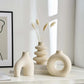 Luna Collection | Large White Ceramic Vase Set with Textured Matte Finish | Elegant Decor for Modern Interiors