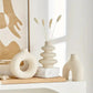 Luna Collection | Large White Ceramic Vase Set with Textured Matte Finish | Elegant Decor for Modern Interiors
