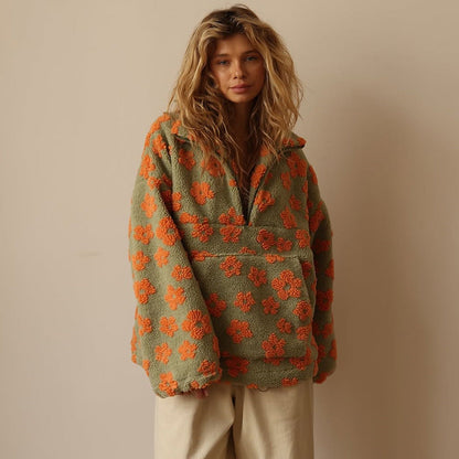 Zephyrine | Women's Luxurious Faux Fur Floral Print Jumper for Winter