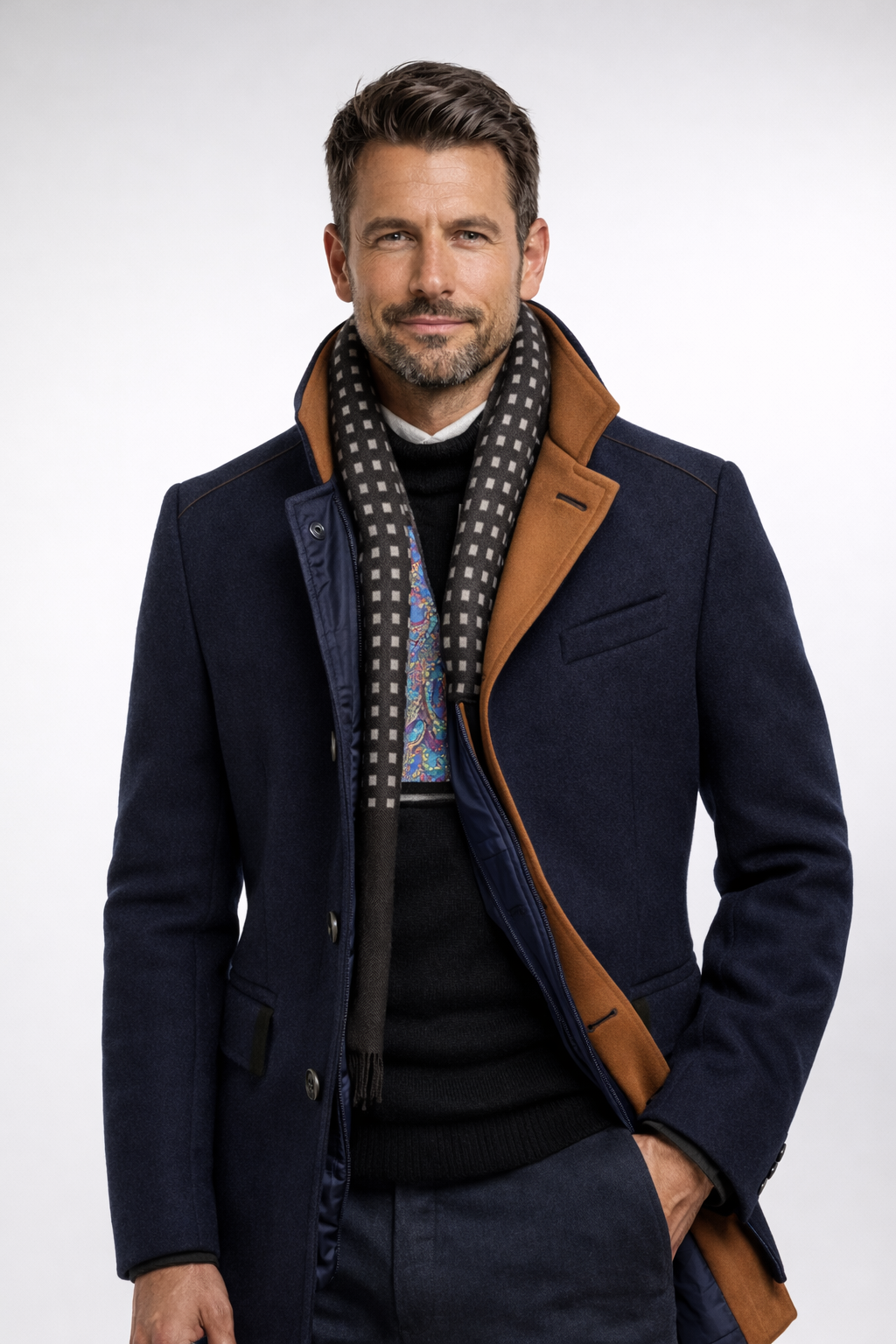 Tom | Men's Colourblock Wool Overcoat for Winter