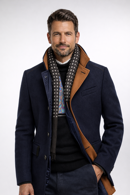 Tom | Men's Colourblock Wool Overcoat for Winter