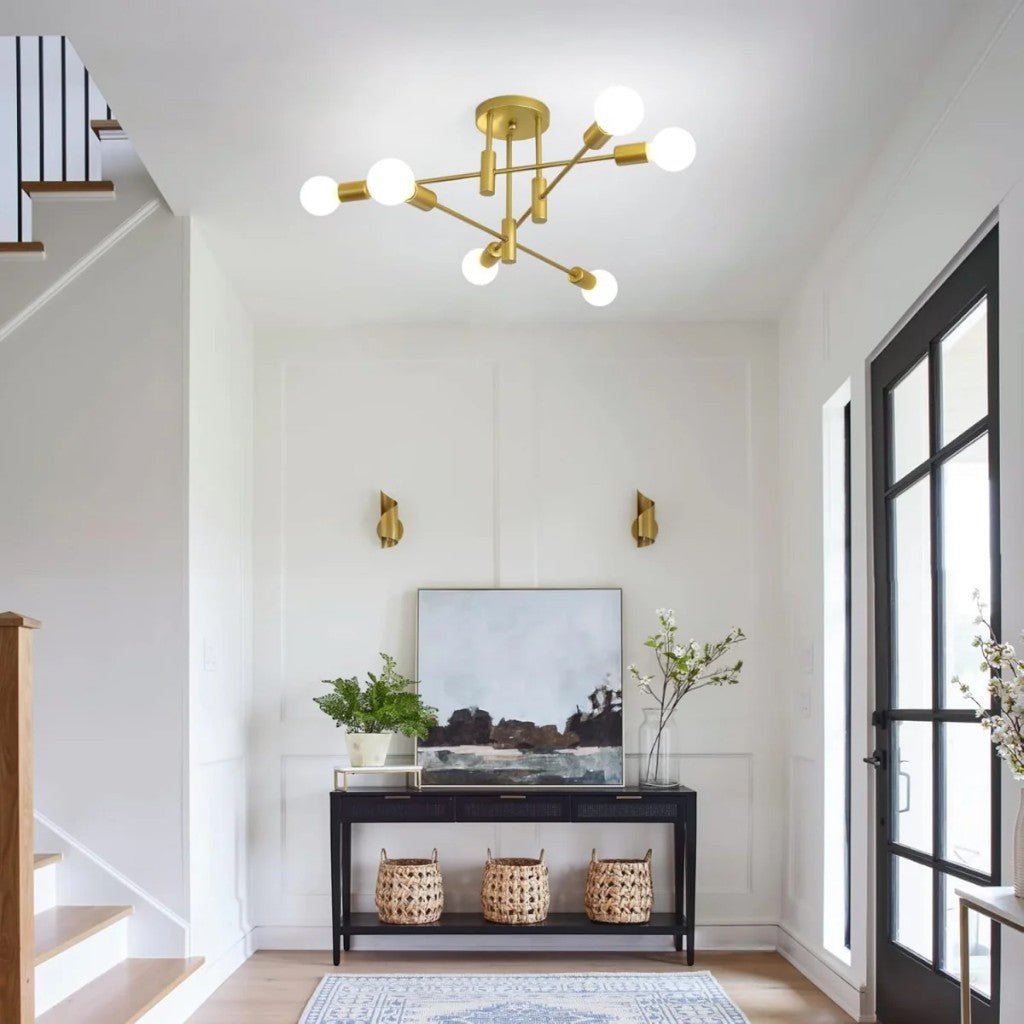 Mid-Century LED Ceiling Light Fixture with Starburst Design | Versatile Illumination for Modern Interiors