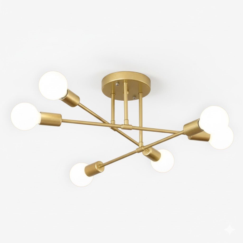 Mid-Century LED Ceiling Light Fixture with Starburst Design | Versatile Illumination for Modern Interiors