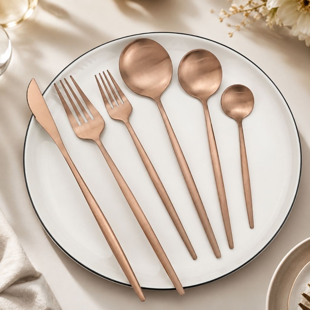 Minimalist Cutlery Set | 30-Piece Stainless Steel Utensil Set with Elegant Matte Finishes | Complete Dining Experience for Modern Tables