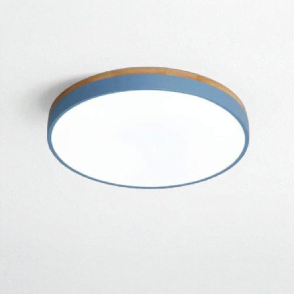 Natural Elegance | Round Wood Flush Mount Ceiling Light with Integrated LED | Soft Illumination for Cozy Interiors