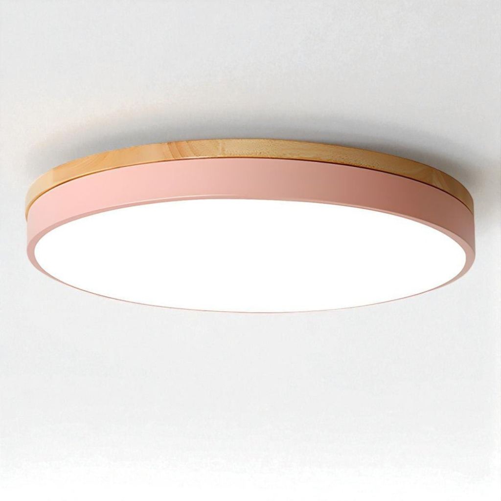 Natural Elegance | Round Wood Flush Mount Ceiling Light with Integrated LED | Soft Illumination for Cozy Interiors