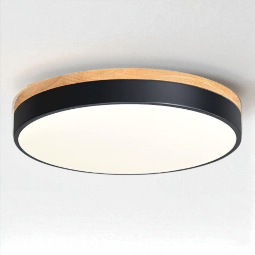 Natural Elegance | Round Wood Flush Mount Ceiling Light with Integrated LED | Soft Illumination for Cozy Interiors