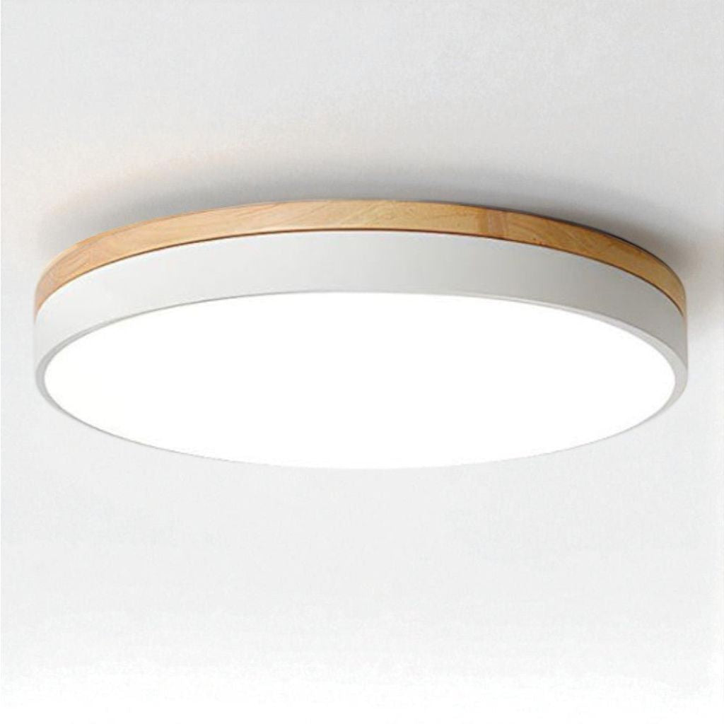 Natural Elegance | Round Wood Flush Mount Ceiling Light with Integrated LED | Soft Illumination for Cozy Interiors