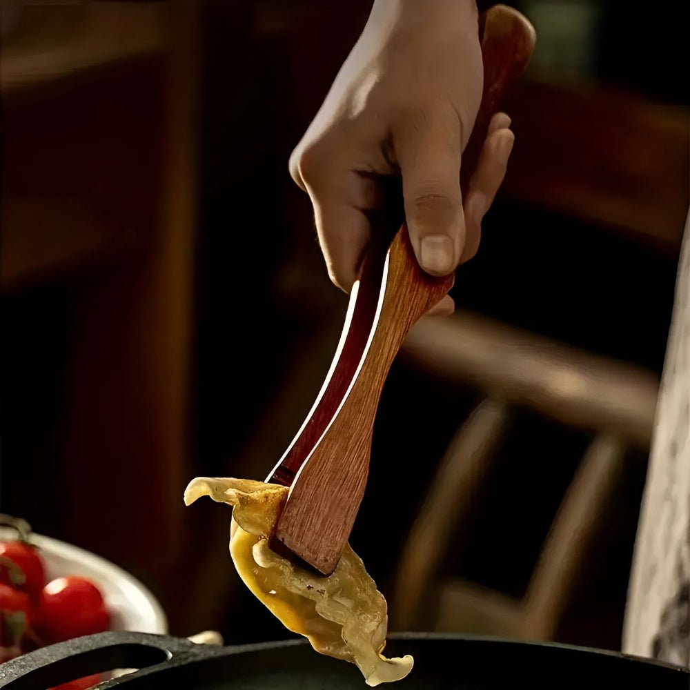 Natural Wood Kitchen Tongs | Heat Resistant Design for Safe Cooking & Serving - photo 2