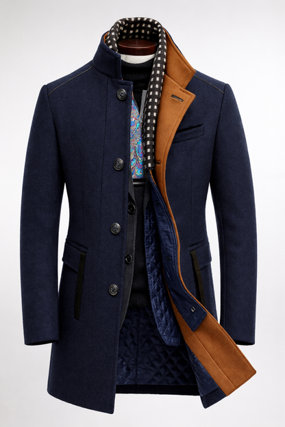 Tom | Men's Colourblock Wool Overcoat for Winter
