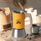 Nordic Design | Stainless Steel Moka Pot Coffee Maker with Wooden Handle | Induction Compatible for Bold Espresso Brewing