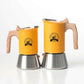 Nordic Design | Stainless Steel Moka Pot Coffee Maker with Wooden Handle | Induction Compatible for Bold Espresso Brewing