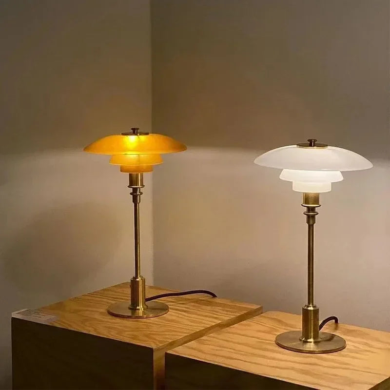 Nordic Glass Table Lamp | Minimalist LED Design with Soft Illumination | Versatile Bedside or Desk Lamp for Ambient Lighting
