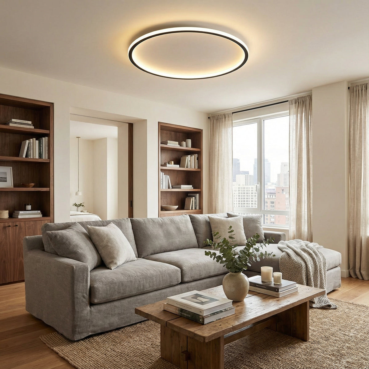 Nordic Glow | Round Flush Mount Ceiling Light with Soft Illumination | Minimalist Design for Modern Spaces