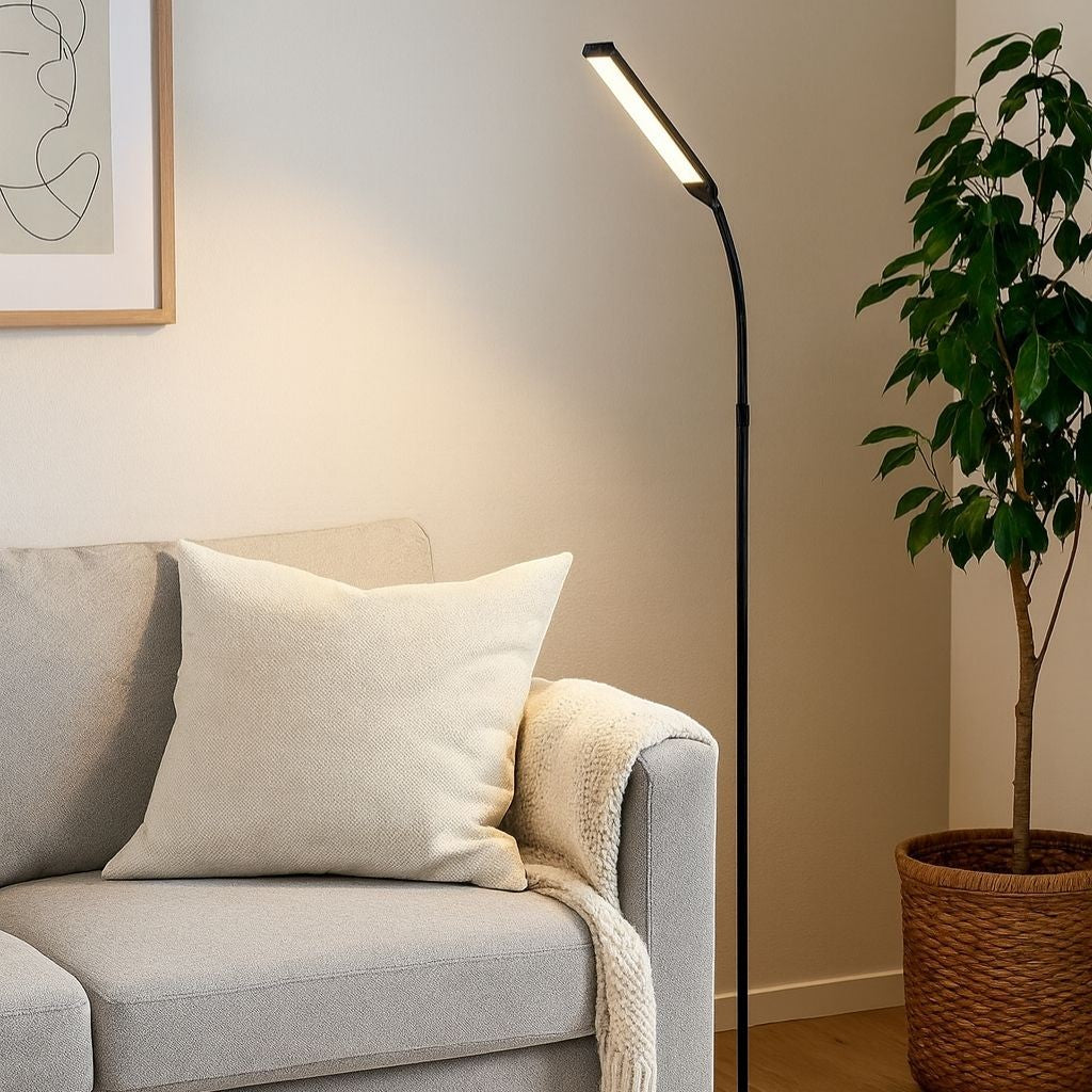 Nordic LED Floor Lamp | Black Standing Lamp with Adjustable Height | Modern Design for Smart Lighting Control