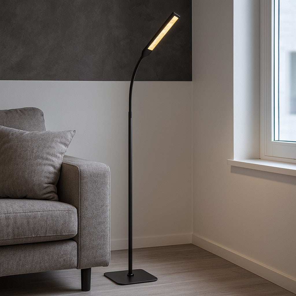 Nordic LED Floor Lamp | Black Standing Lamp with Adjustable Height | Modern Design for Smart Lighting Control