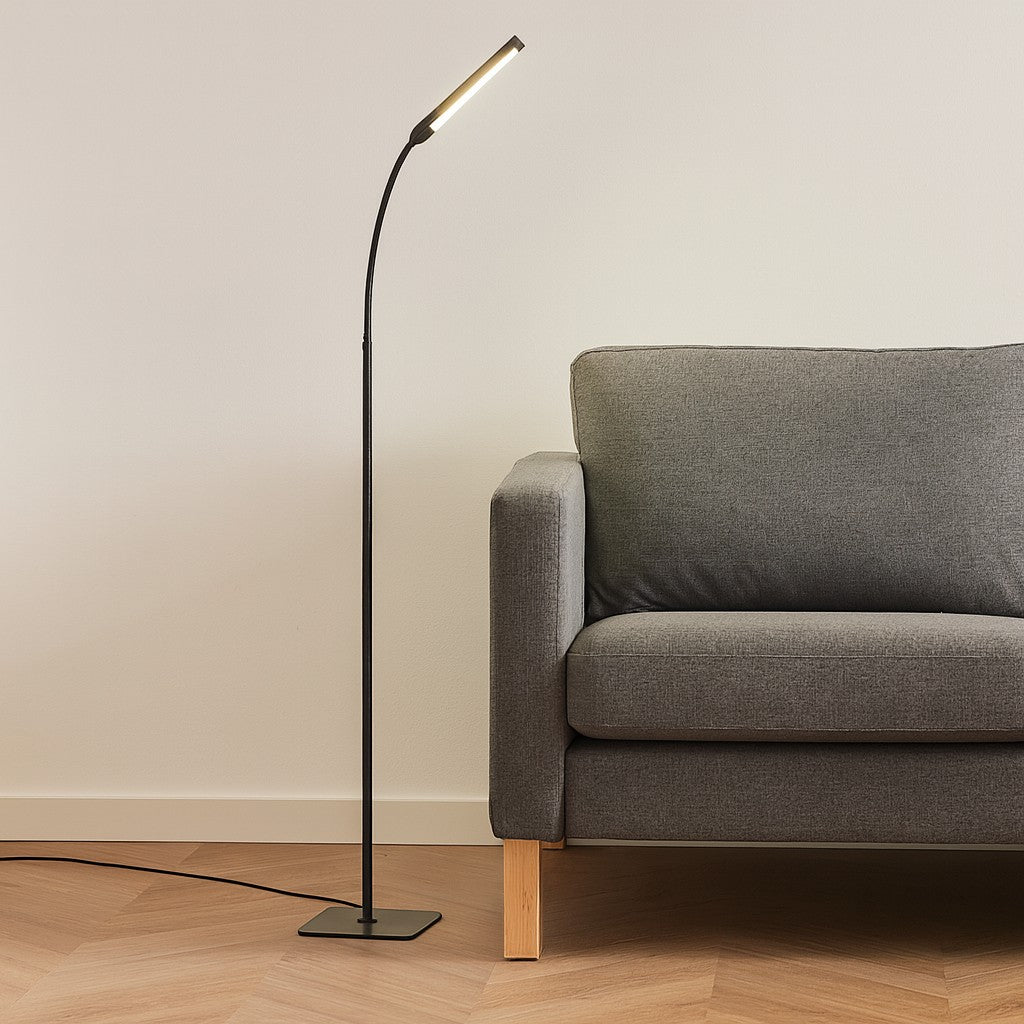 Nordic LED Floor Lamp | Black Standing Lamp with Adjustable Height | Modern Design for Smart Lighting Control