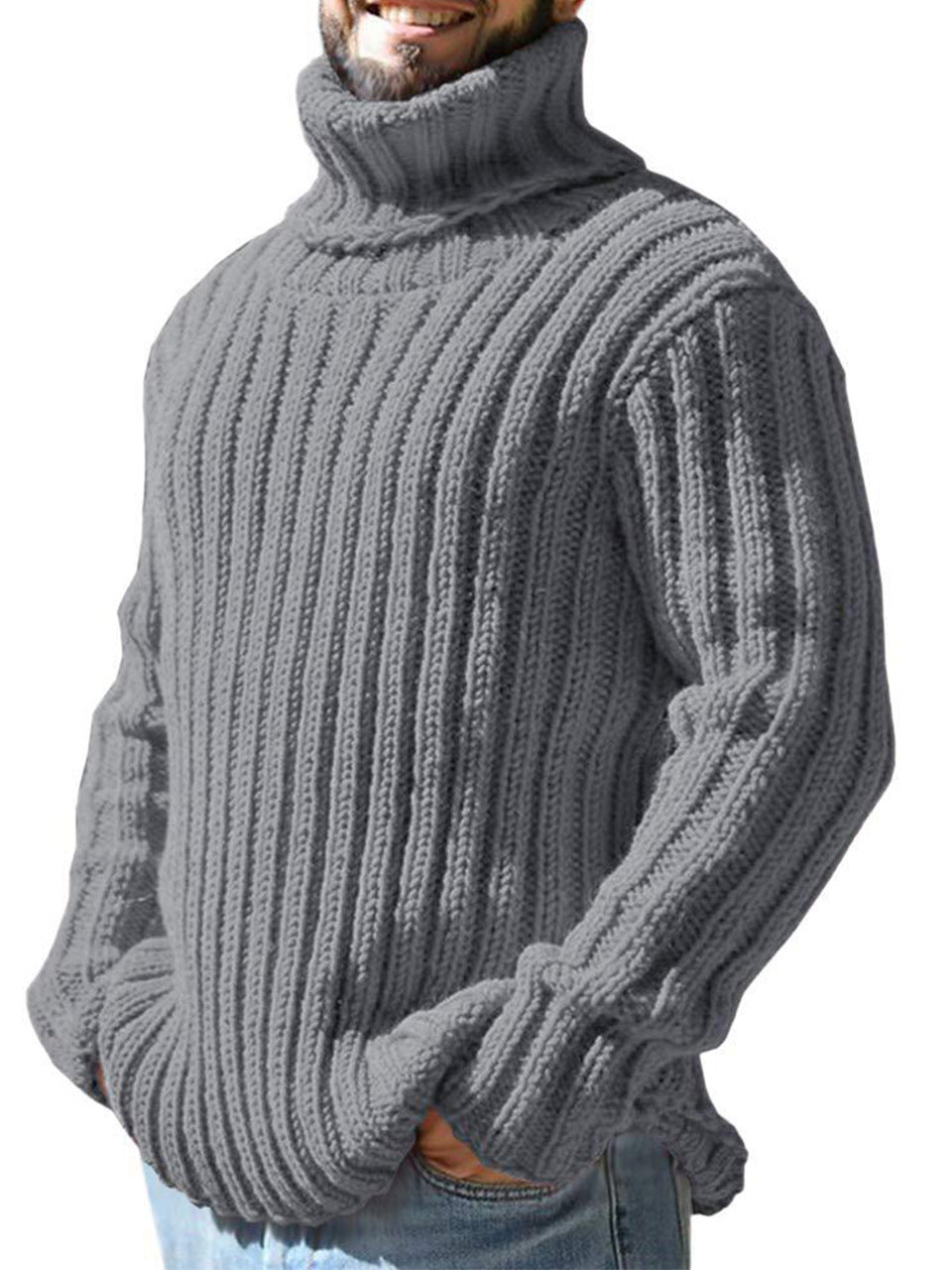 Aaron | Men's Textured High-Neck Jumper for Winter