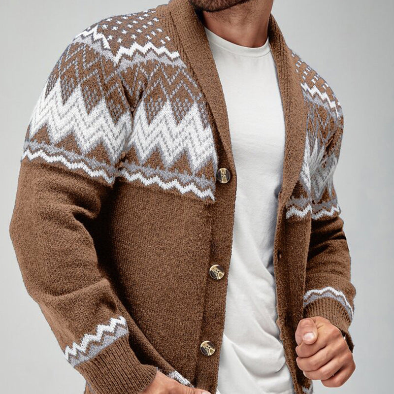 Matthew | Men's Stylish Geometric Pattern Cardigan for Winter