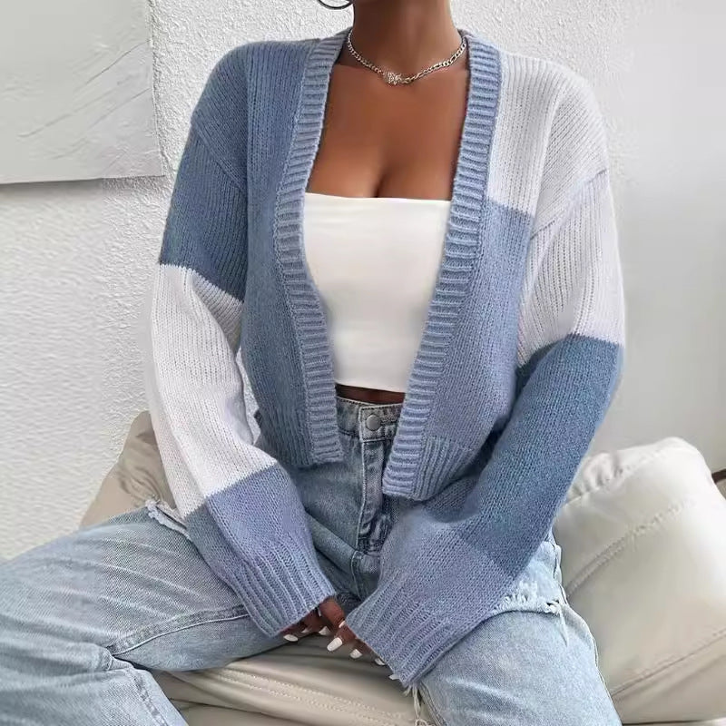 Joanna | Women's Stylish Cropped Colour-Block Cardigan for Winter