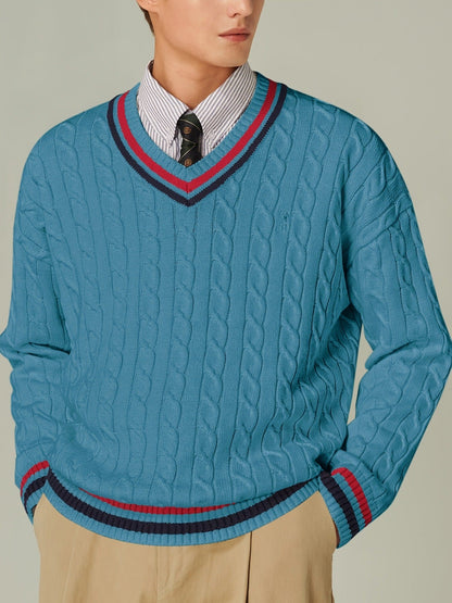 Toby | Men's Preppy V-Neck Jumper for Winter