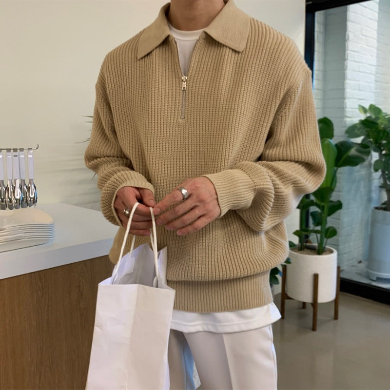 Albie | Men's Textured Zip-Up Jumper for Winter