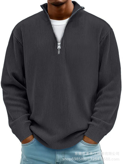 Callum | Men's Ribbed Zip-Neck Jumper for Winter