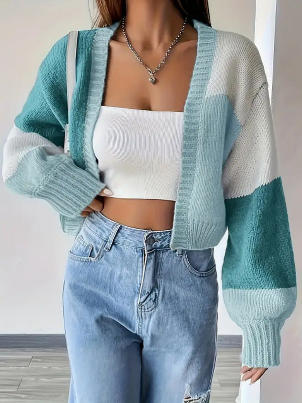 Joanna | Women's Stylish Cropped Colour-Block Cardigan for Winter