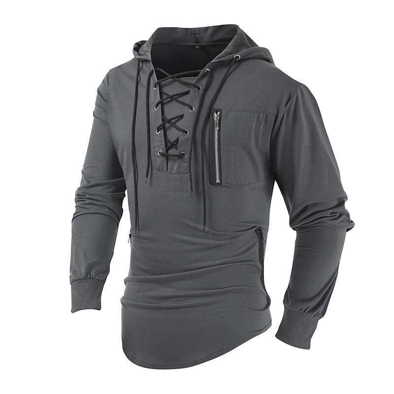 Kieran | Men's Stylish Lace-Up Knit Hoodie for Winter