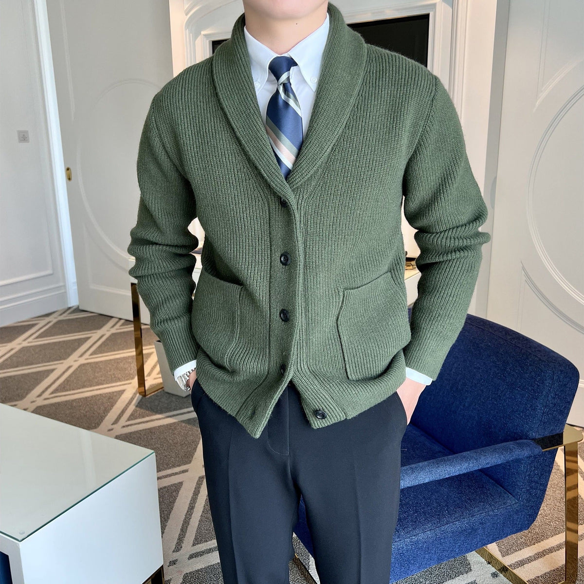 Alexander Men's Button-Front Knit Jacket – Classic Comfort & Timeless Style