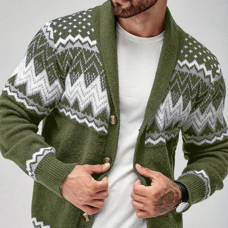 Matthew | Men's Stylish Geometric Pattern Cardigan for Winter
