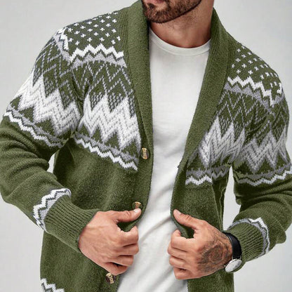 Matthew | Men's Stylish Geometric Pattern Cardigan for Winter