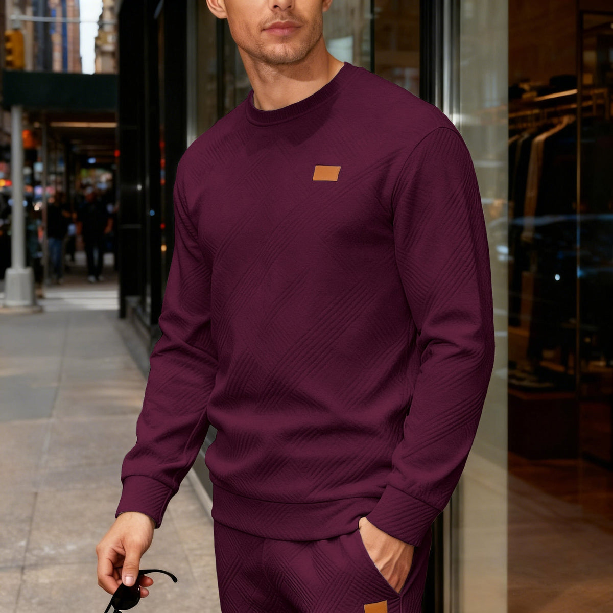 Ross | Men's Stylish Geometric Jacquard Crewneck Sweatshirt